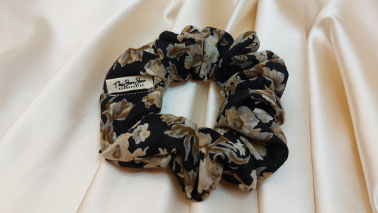Midnight Flowers ShooShoo Bomull Scrunchie - Handgjord