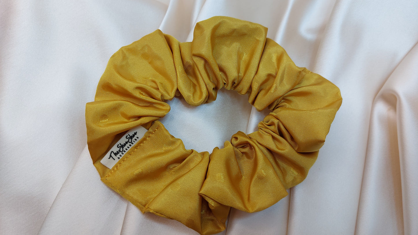 Mustard Dots ShooShoo Taft Scrunchie - Handgjord