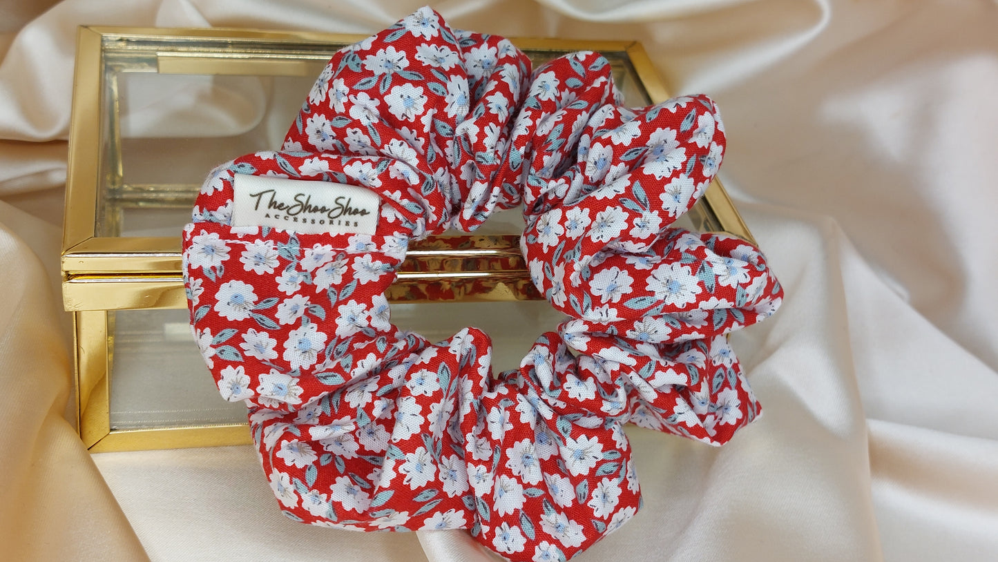 Summer Party in Red ShooShoo Bomull Scrunchie - Handgjord