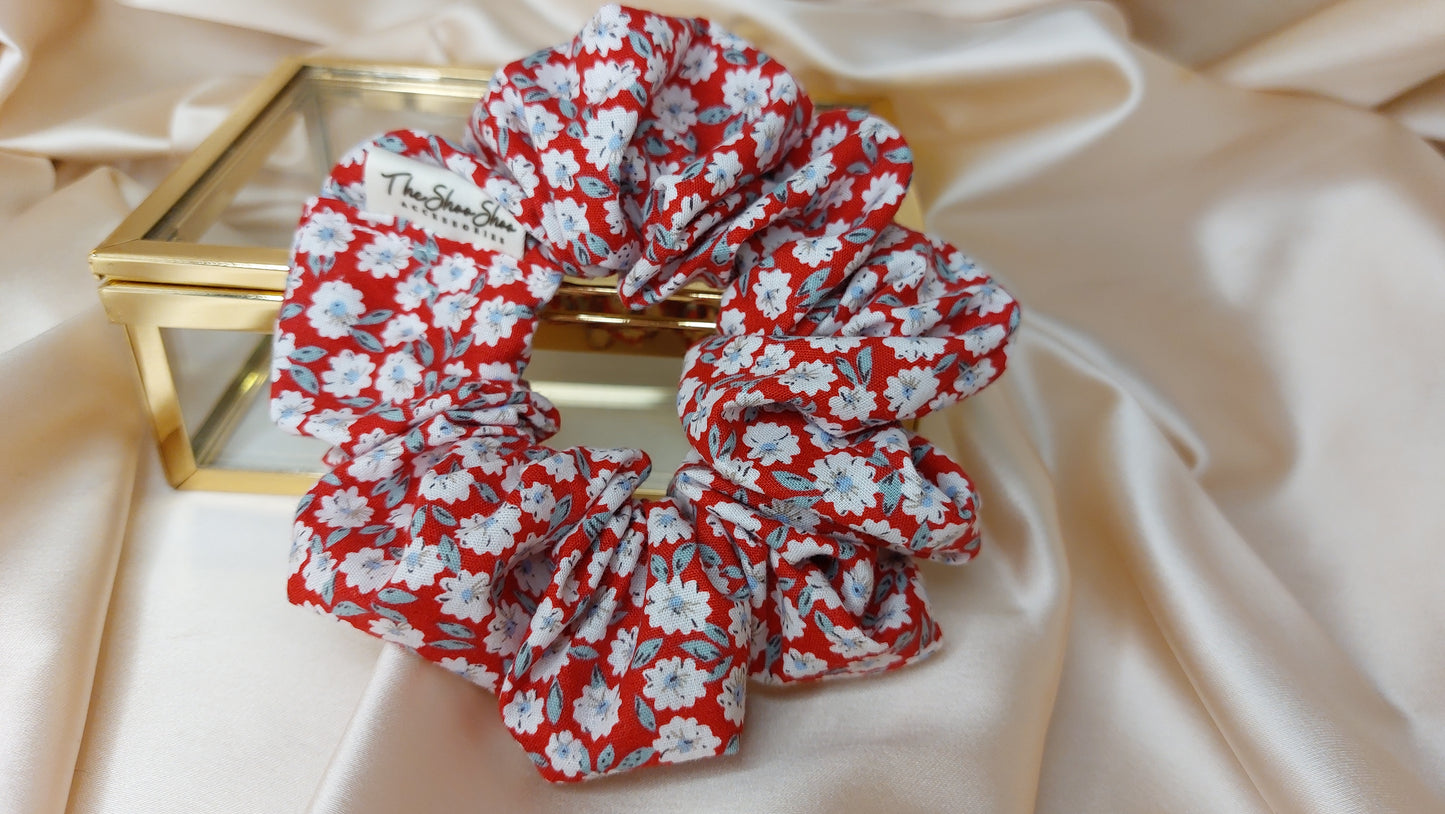 Summer Party in Red ShooShoo Bomull Scrunchie - Handgjord