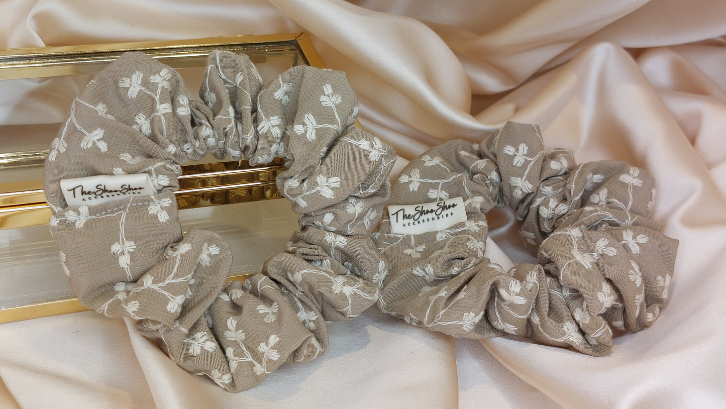 Wheat Delight ShooShoo Embroidered Cotton Scrunchie - Handmade