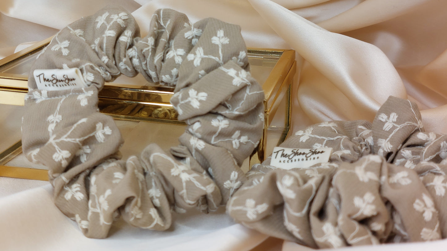 Wheat Delight ShooShoo Embroidered Cotton Scrunchie - Handmade