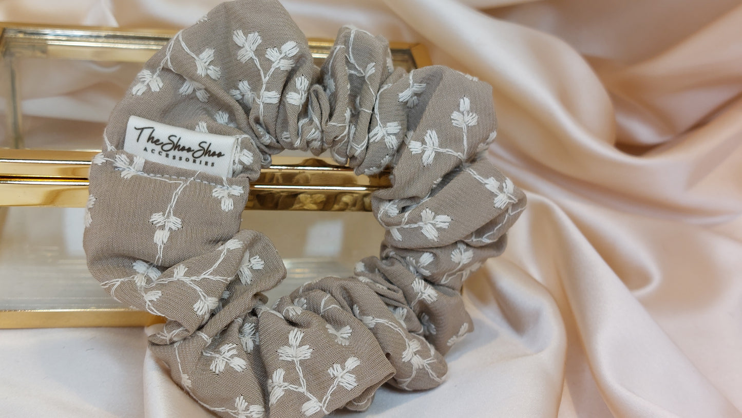 Wheat Delight ShooShoo Embroidered Cotton Scrunchie - Handmade