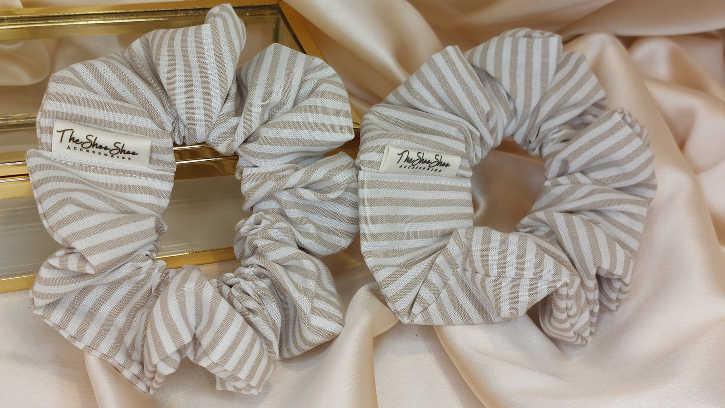 Tippy Taupe Blooms ShooShoo Cotton Scrunchie - Handmade