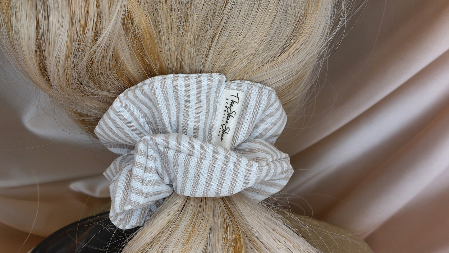 Tippy Taupe Blooms ShooShoo Cotton Scrunchie - Handmade