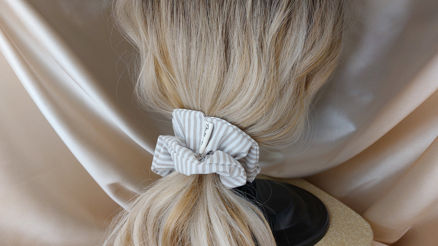 Tippy Taupe Blooms ShooShoo Cotton Scrunchie - Handmade