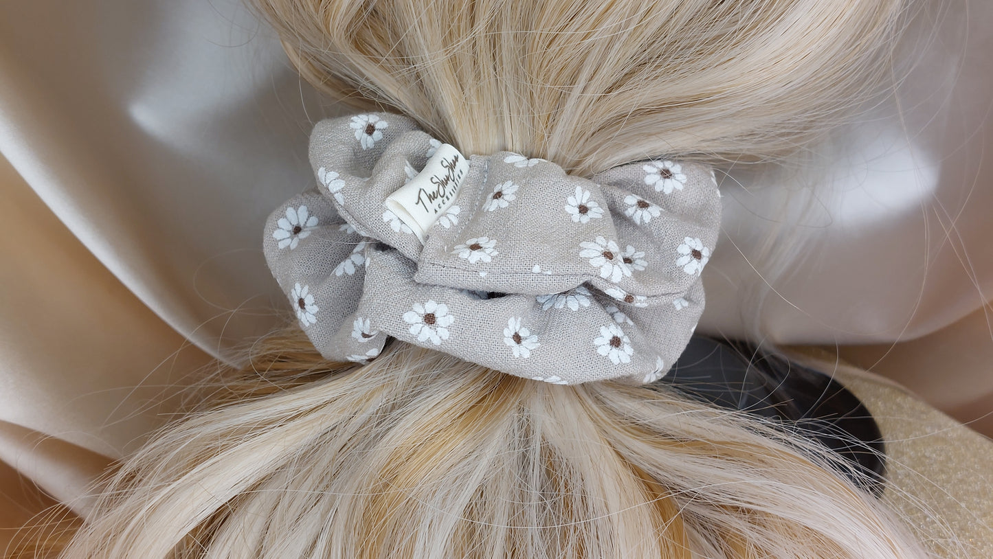 Misty Gray Squares ShooShoo Cotton Scrunchie - Handmade
