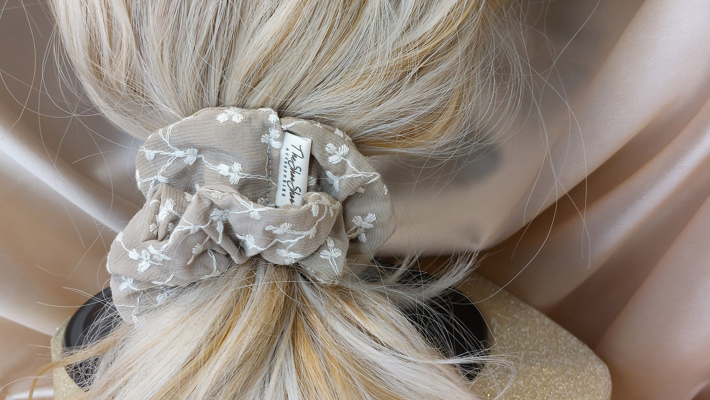 Wheat Delight ShooShoo Embroidered Cotton Scrunchie - Handmade