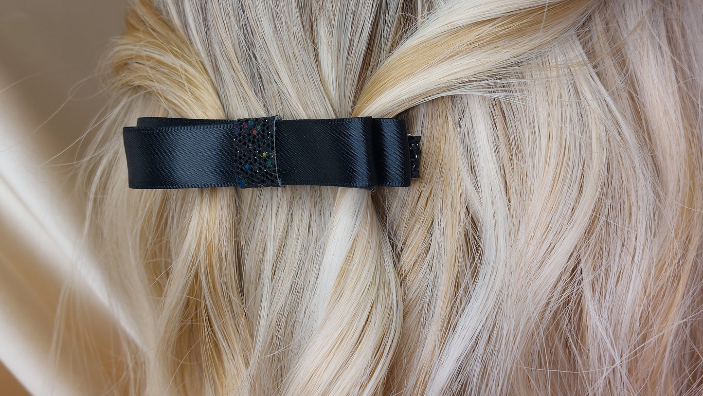 Sparkle Pop Glitter på satin dubbel rosett hårspänne Shoo Shoo