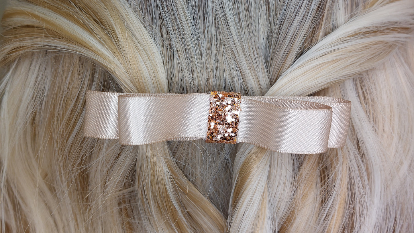Sparkle Pop Glitter på satin dubbel rosett hårspänne Shoo Shoo