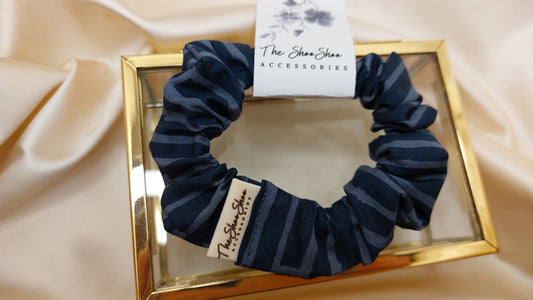 Blue Strips ShooShoo Bomull Scrunchie - Handgjord
