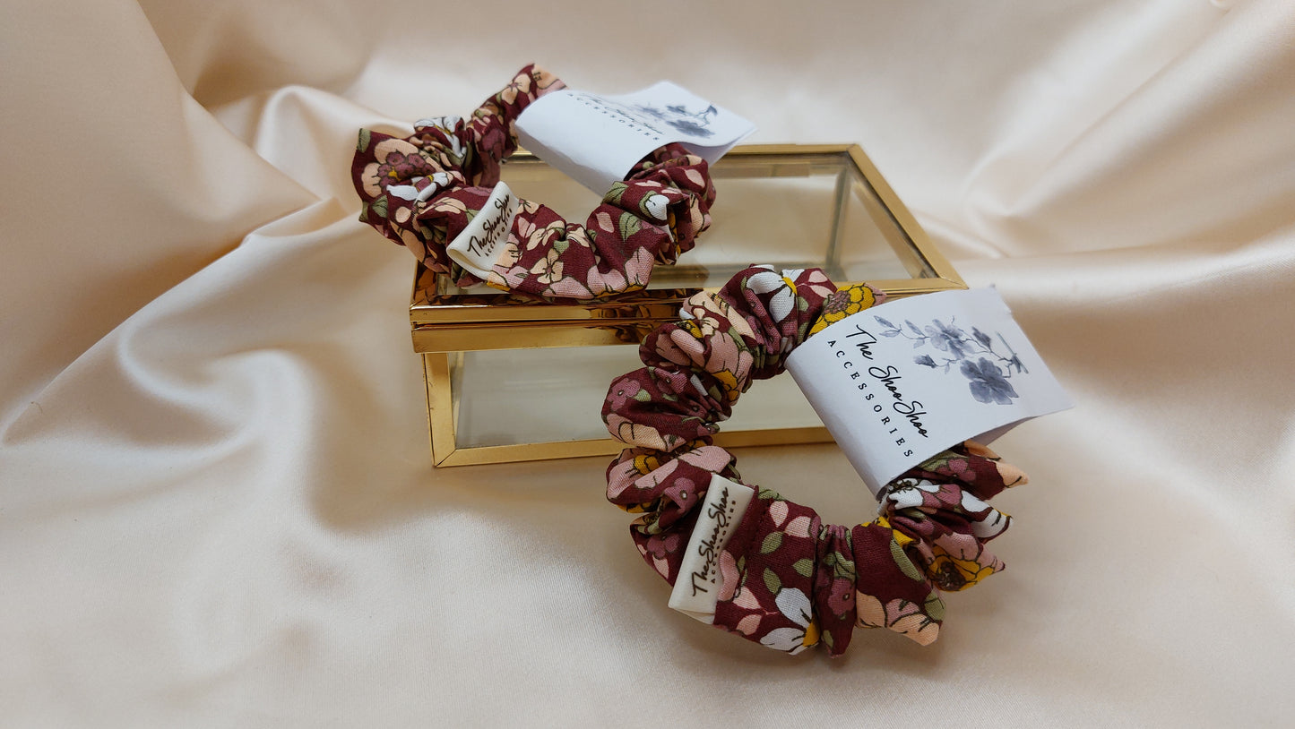 Misty Gray Squares ShooShoo Cotton Scrunchie - Handmade
