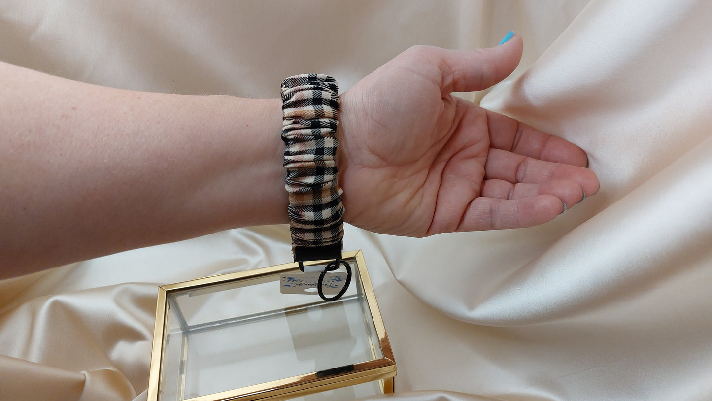 Nyckelband Scrunchie Classic Checkers elastisk med ring