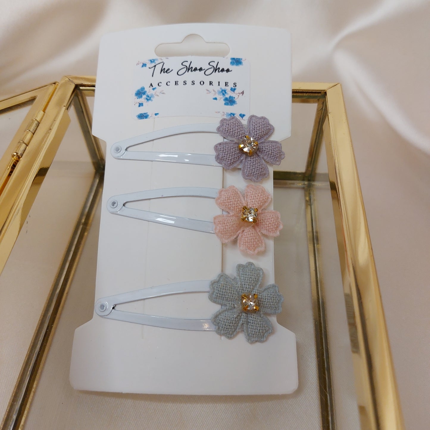 Hårspänne med blomma vit Shoo Shoo 3-pack