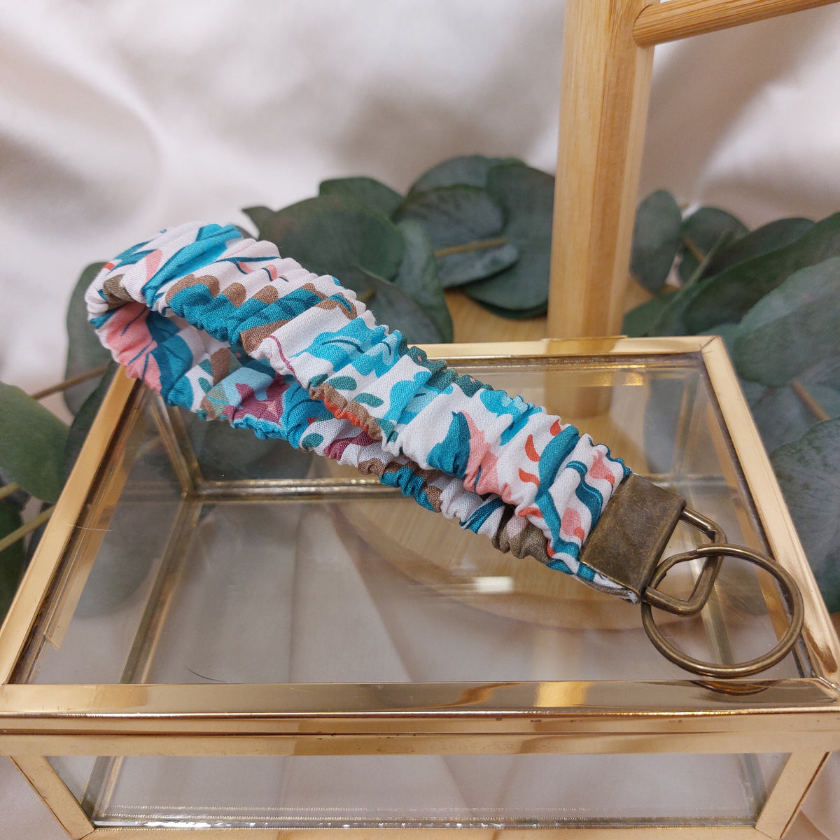 Nyckelband Scrunchie Handled Caribbean Garden elastisk med ring