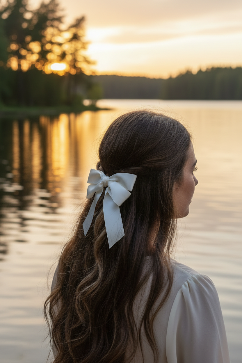 Rosett Dubbel Satin med klämma 1-pack