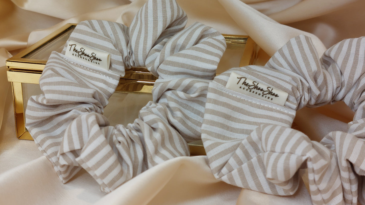 Tippy Taupe Blooms ShooShoo Cotton Scrunchie - Handmade