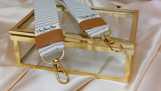 Nyckelring Vanilla Latte Stripe med handledsrem i bomull