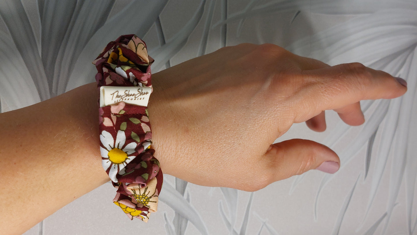 Misty Gray Squares ShooShoo Cotton Scrunchie - Handmade