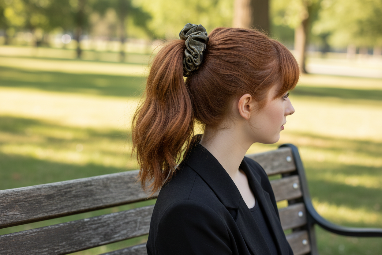 Forest Fairy green ShooShoo Satin Scrunchie - Handgjord