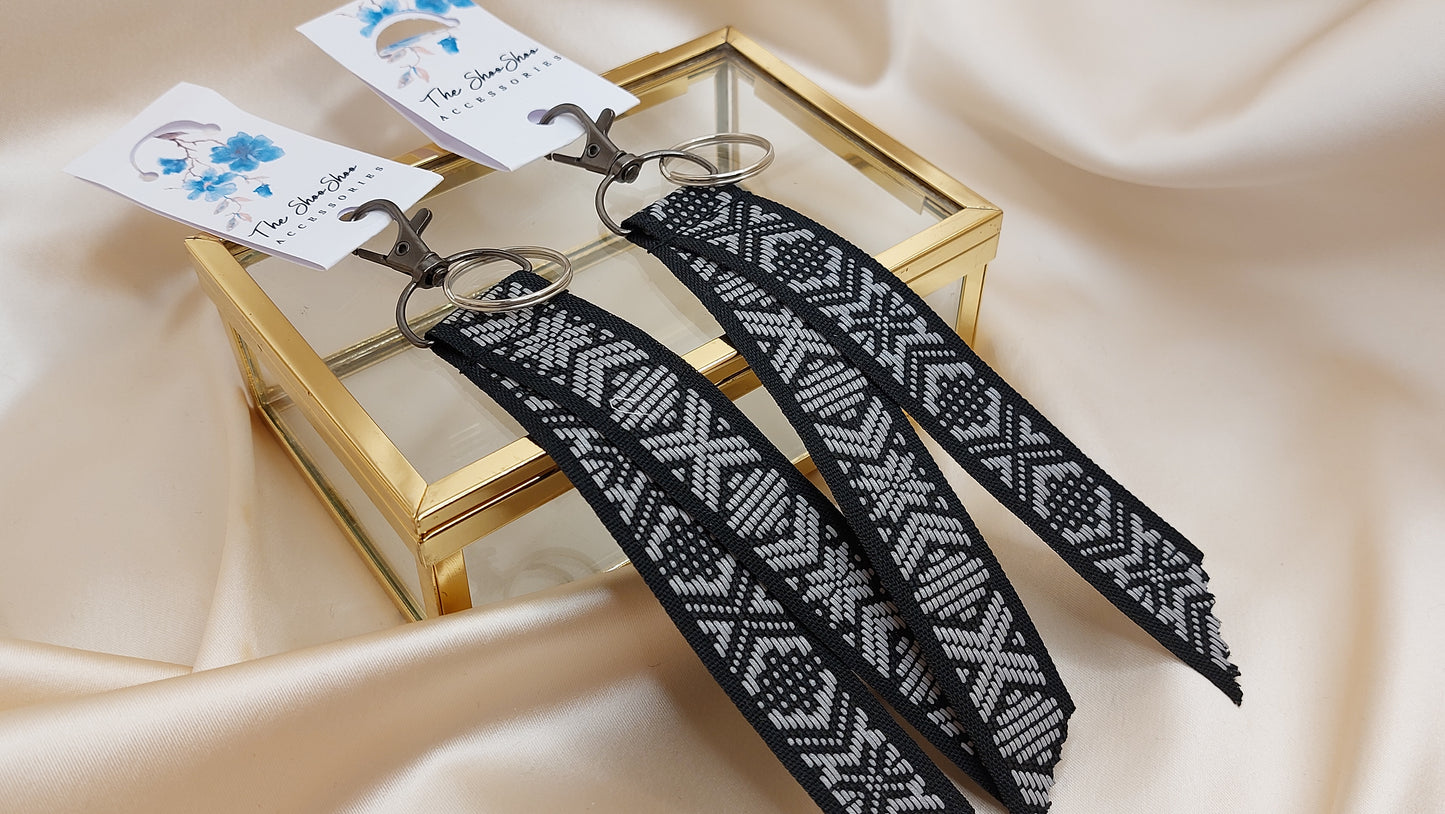 Nyckelring med reflexband och nyckelkrok svart