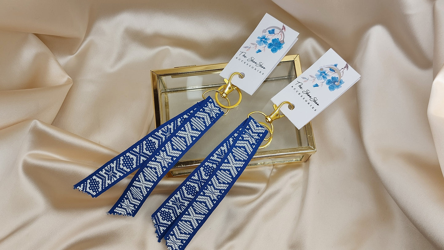 Nyckelring med reflexband och nyckelkrok blå