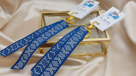 Nyckelring med reflexband och nyckelkrok blå