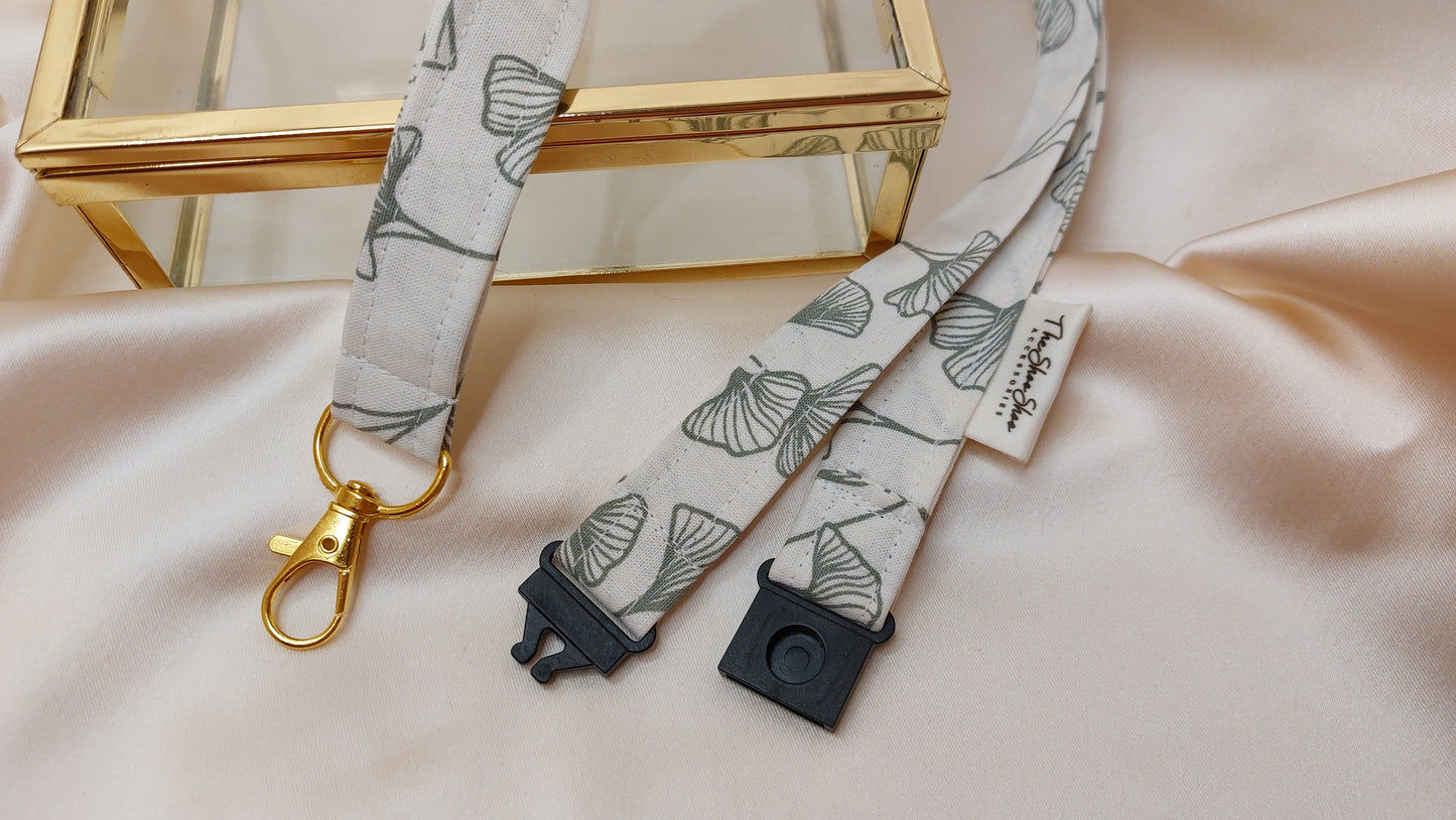 Nyckelband långt Ginko sprouts med säkerhetsfäste och nyckelkrok