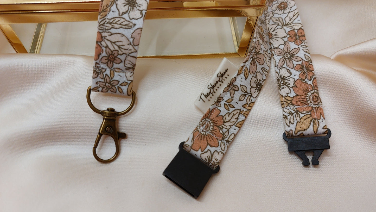 Nyckelband långt Bloomin Bloom Brun med säkerhetsfäste och nyckelkrok