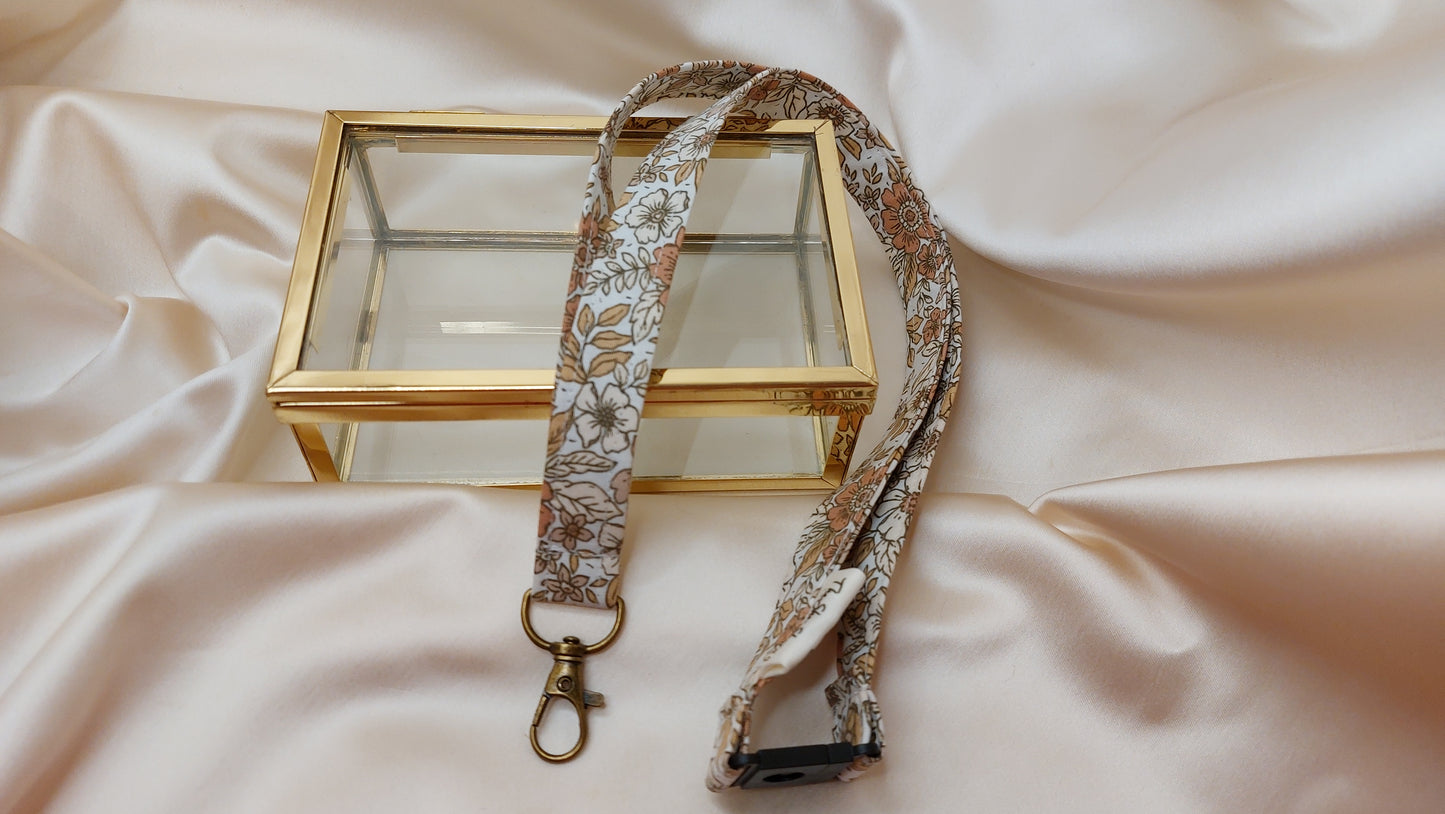 Nyckelband långt Bloomin Bloom Brun med säkerhetsfäste och nyckelkrok