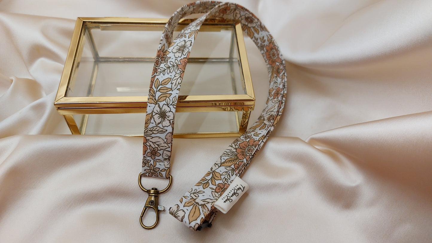 Nyckelband långt Bloomin Bloom Brun med säkerhetsfäste och nyckelkrok