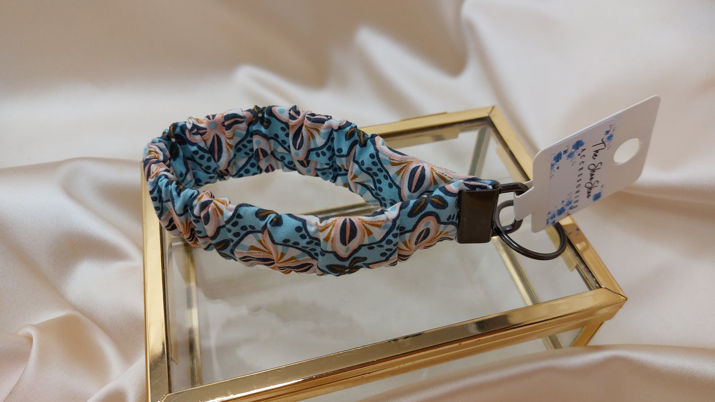 Nyckelband Scrunchie Pink Tiles elastisk med ring