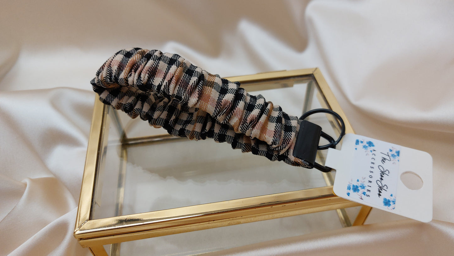 Nyckelband Scrunchie Classic Checkers elastisk med ring