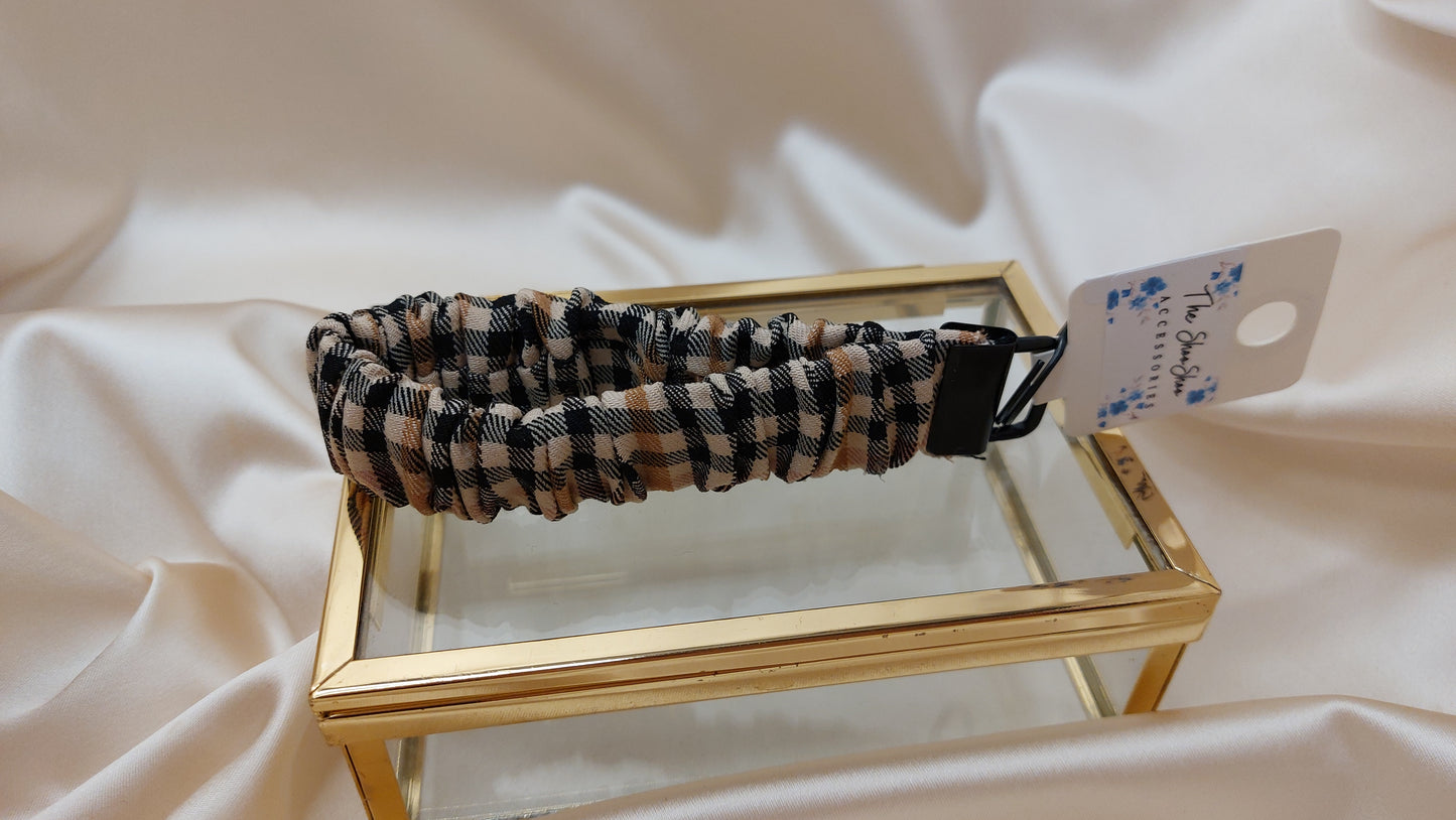 Nyckelband Scrunchie Classic Checkers elastisk med ring