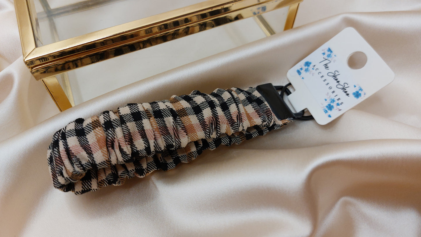 Nyckelband Scrunchie Classic Checkers elastisk med ring