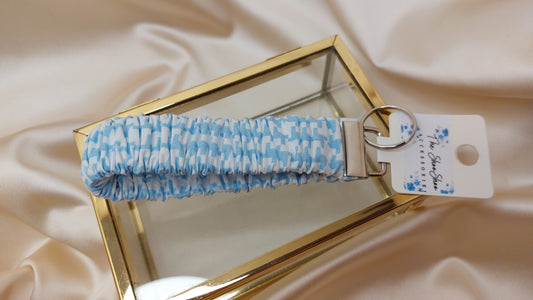 Nyckelband Scrunchie Arctic Blue elastisk med ring