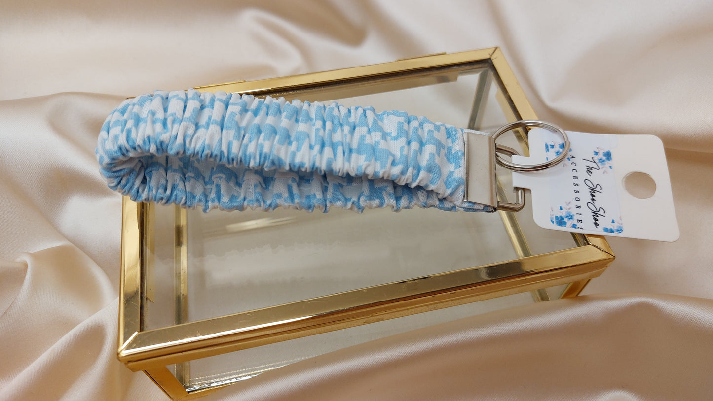 Nyckelband Scrunchie Arctic Blue elastisk med ring