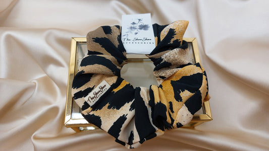 Cognac Polkadot ShooShoo Viscose Scrunchie - Handmade