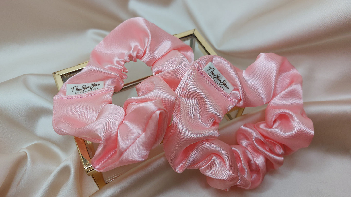 Pink Peach ShooShoo Satin Scrunchie - Handgjord