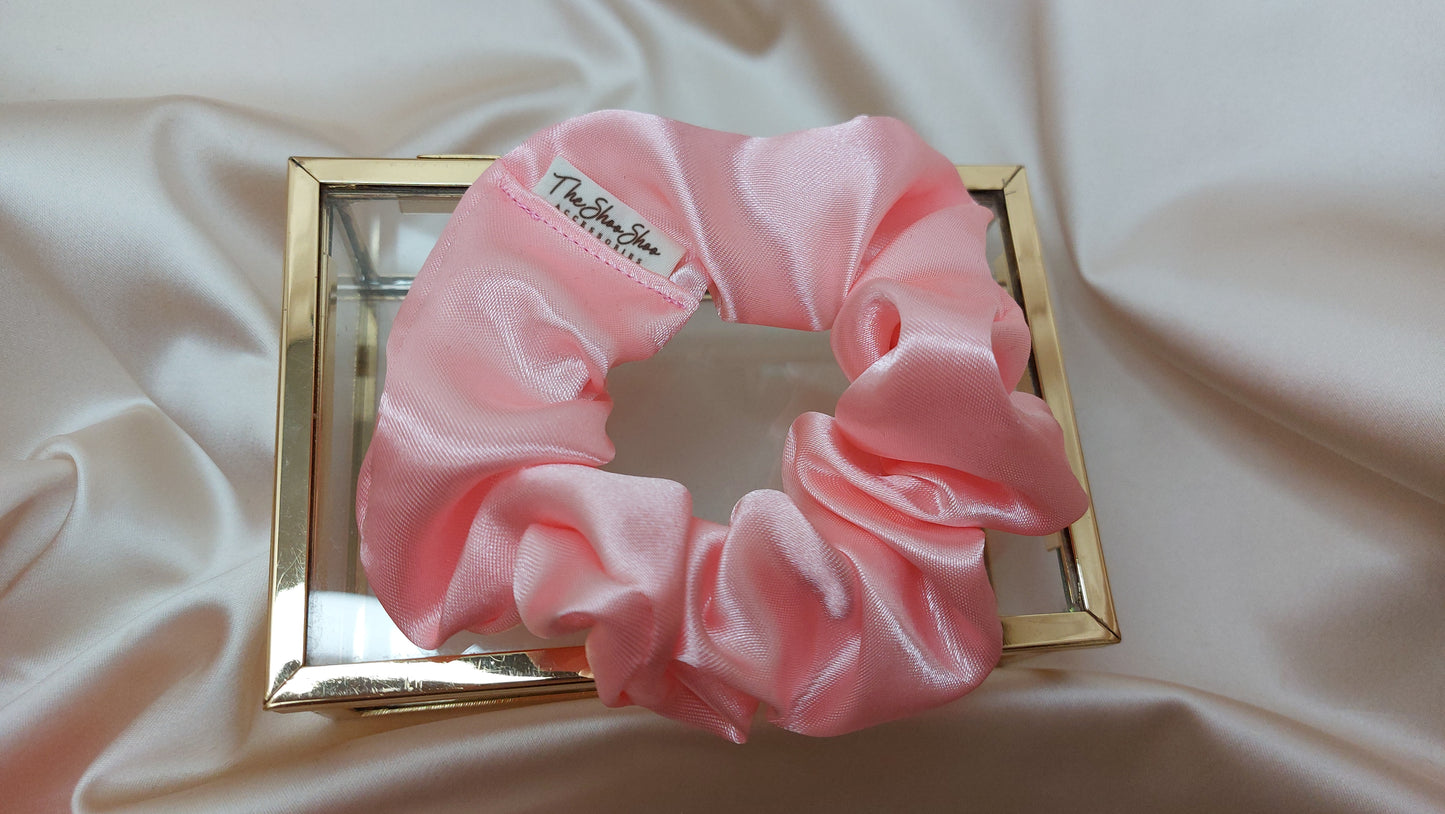 Pink Peach ShooShoo Satin Scrunchie - Handgjord