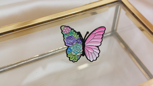 Brosch Fjäril med Lotusblomma push-pin