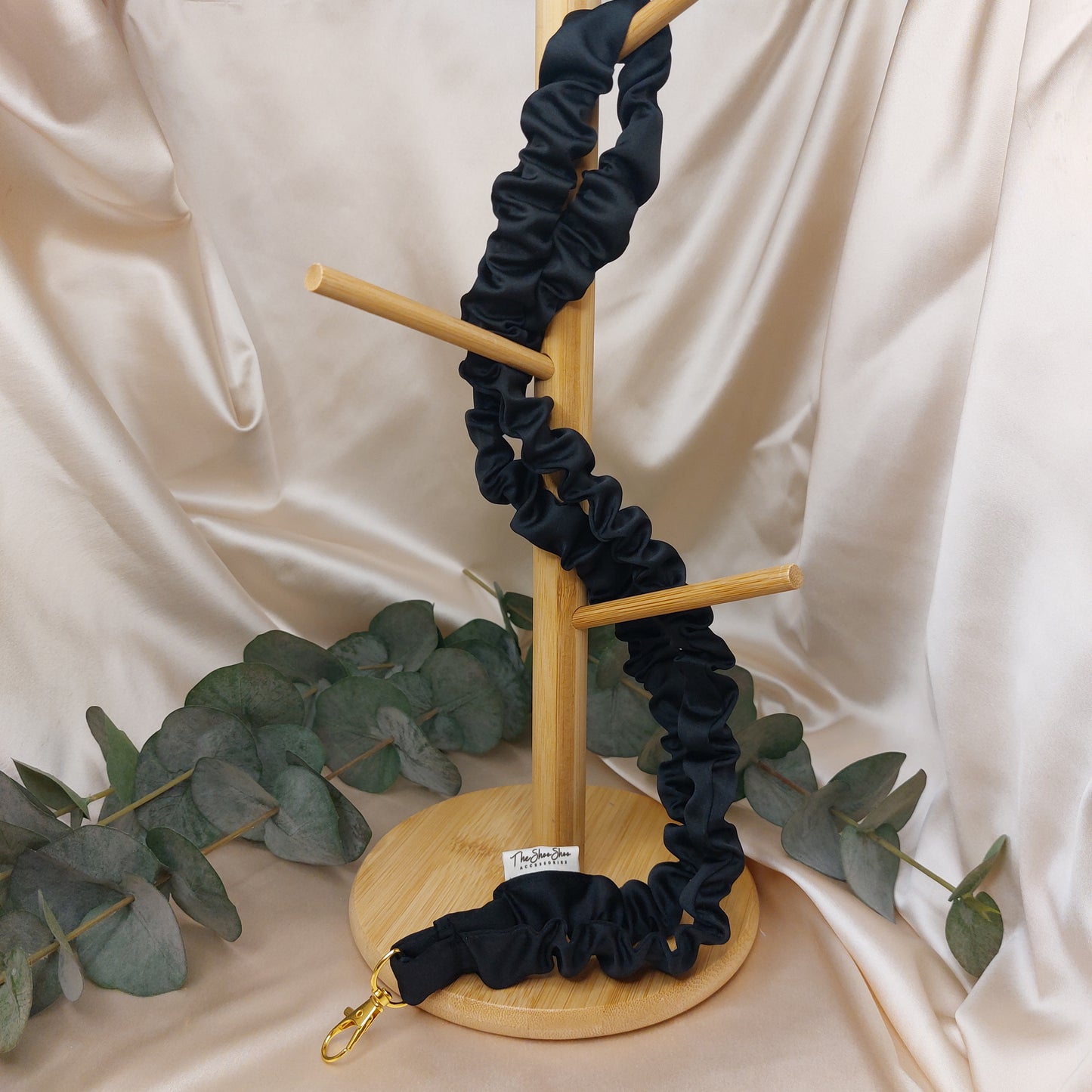 Scrunchie Nyckelband Jet Black elastisk med nyckelkrok