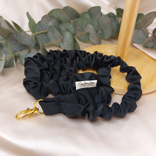 Scrunchie Nyckelband Jet Black elastisk med nyckelkrok