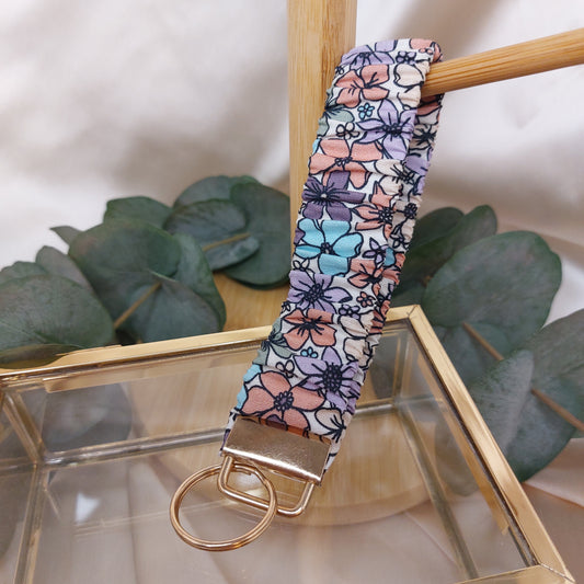 Nyckelband Scrunchie Handled Flower Party elastisk med ring
