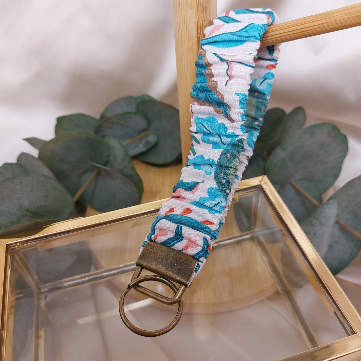 Nyckelband Scrunchie Handled Caribbean Garden elastisk med ring