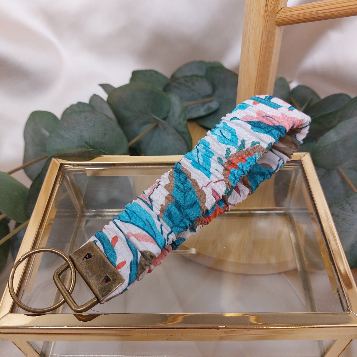 Nyckelband Scrunchie Handled Caribbean Garden elastisk med ring