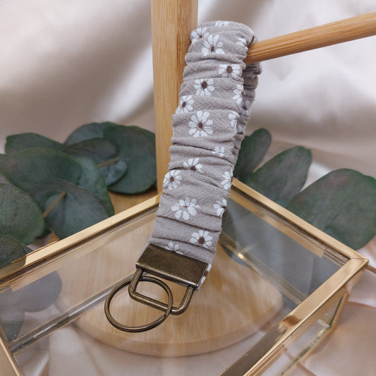 Nyckelband Scrunchie Blommig elastisk med ring